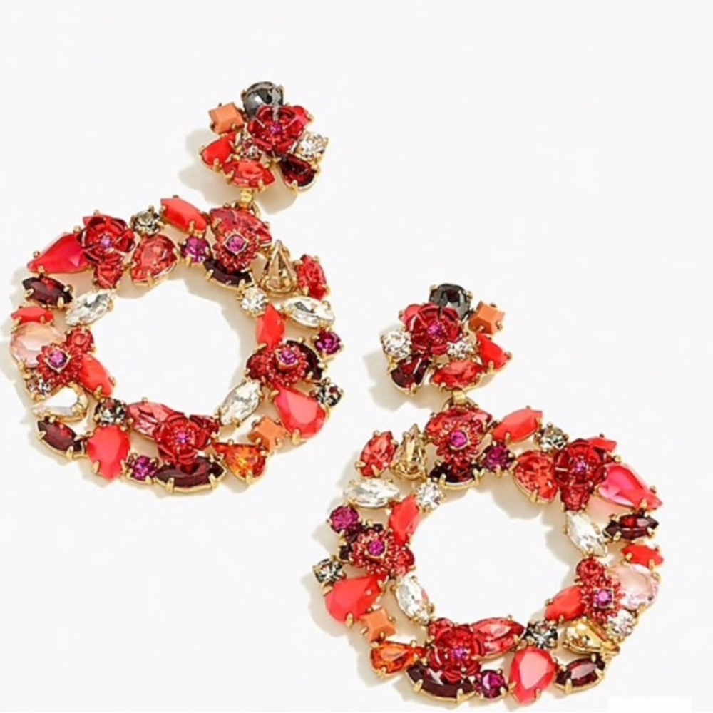 J. Crew Floral Hoop Earrings